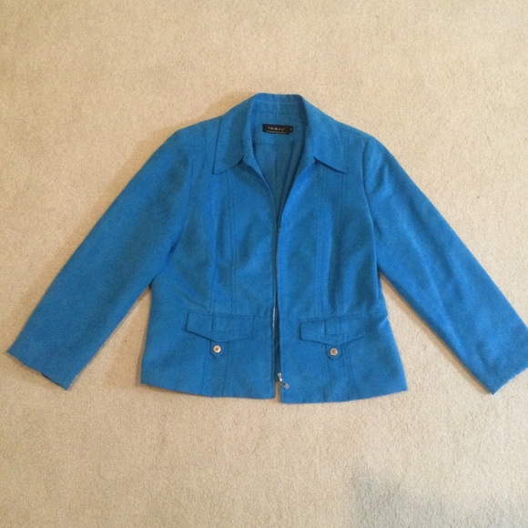 Tribal Turquoise Blue Faux Suede Jacket - Picture 7 of 7